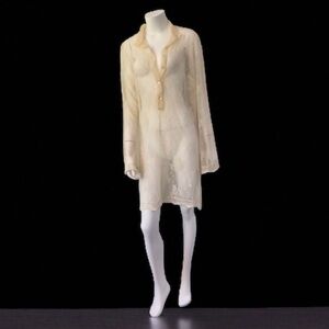 PETIT POIS Viviana G Lace Overlay Dress Lingerie Cover-up Ivory Size XL